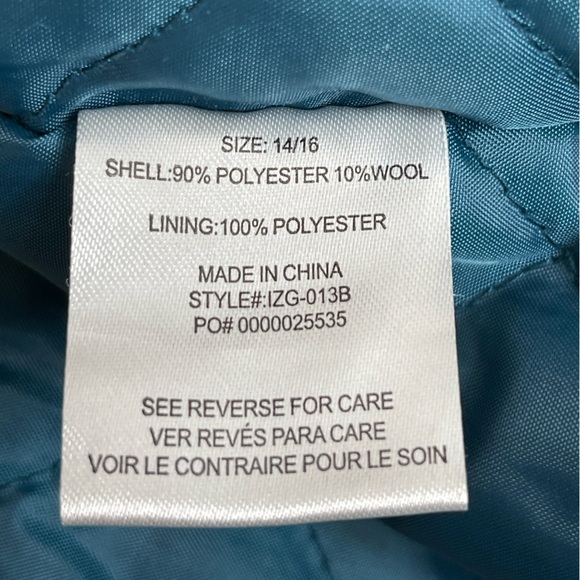 Izod Boy’s Size 14/16 Pea Coat Black - Picture 8 of 9